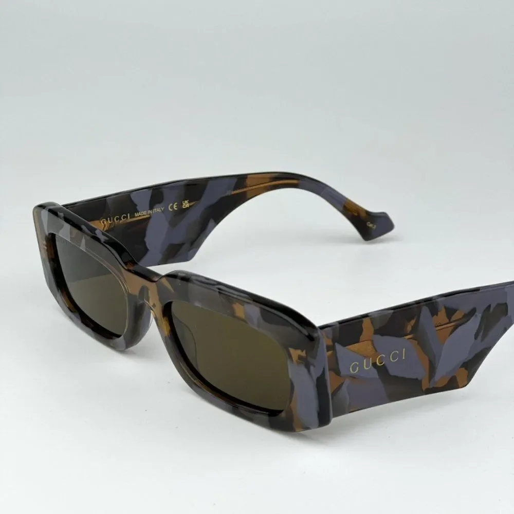 SALE! NEW Gucci GG1426S 003 Spotted Lilac Brown Unisex Rectangle Sunglasses